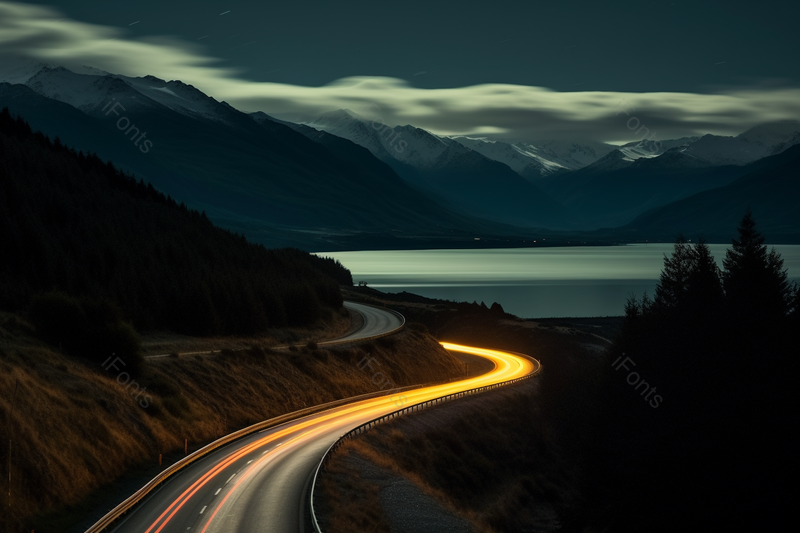 云层下高山下的交通运输道路路面景观风景图片摄影图,高清,摄影图,摄影图片,图片大全,摄影图免费下载